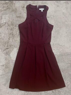 Speechless Burgundy Sleeveless Cutout Fit-and-Flare Dress
